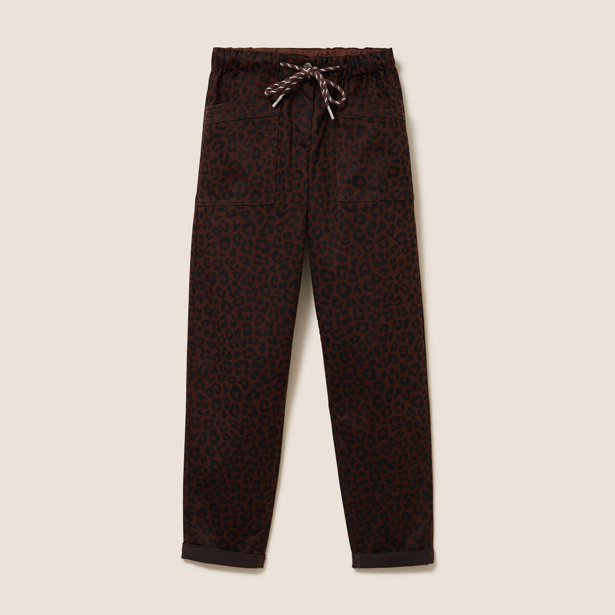 Pantalon coupe mom 7/8&egrave;me marron femme