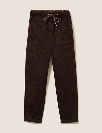 Pantalon coupe mom 7/8&egrave;me marron femme