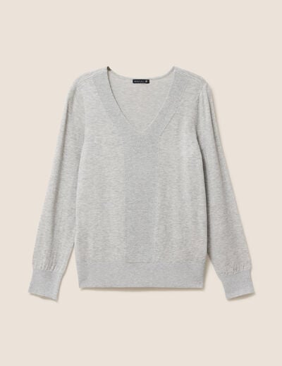 Pull manches longues gris clair femme