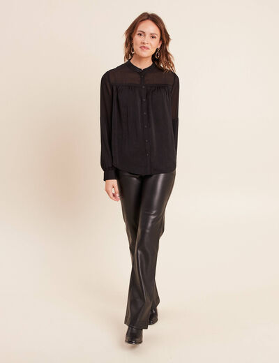 Pantalon bootcut taille haute similicuir noir femme