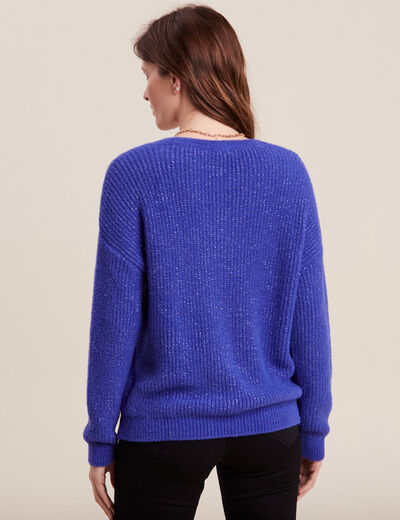 Pull manches longues bleu violet femme