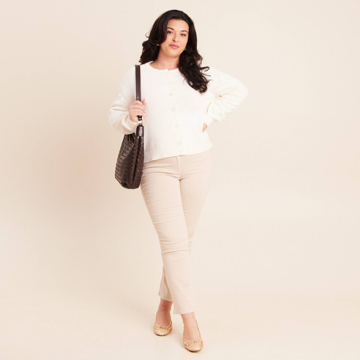 Gilet manches longues ecru femme