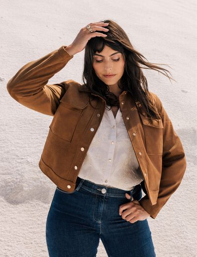 Veste doublée marron foncé femme