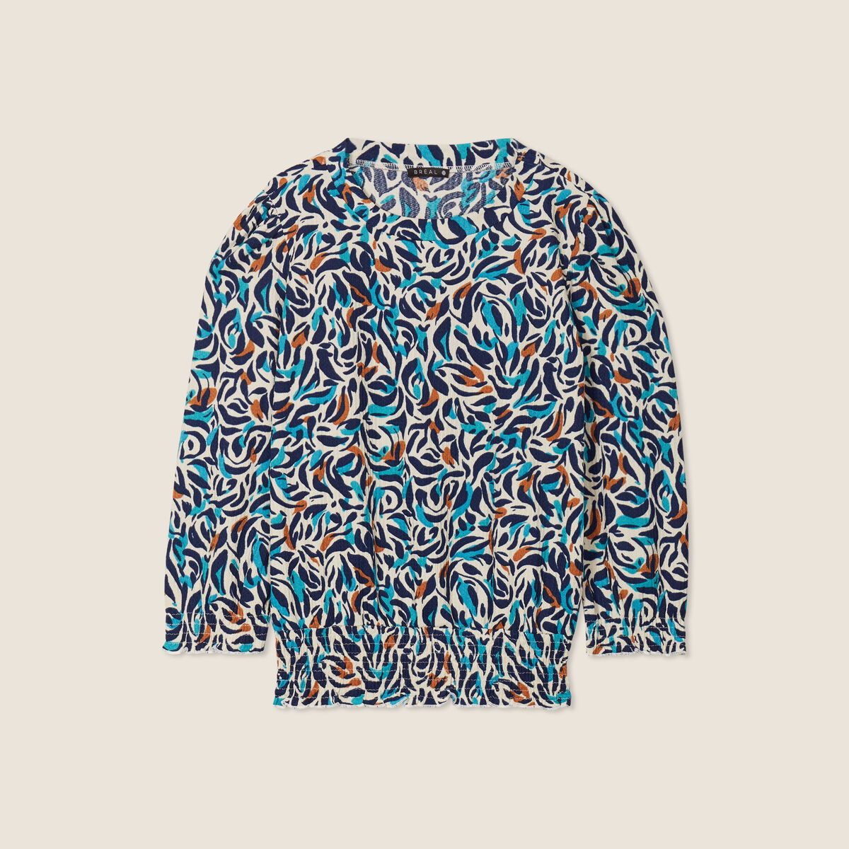 T-shirt manches 3/4 bleu canard femme