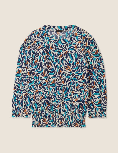 T-shirt manches 3/4 bleu canard femme