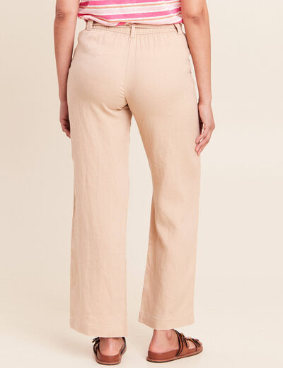 Pantalon coupe large en lin sable femme