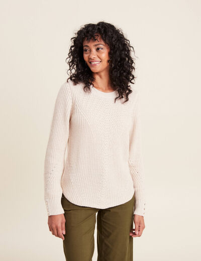 Pull manches longues creme femme