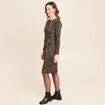 Robe ajust&eacute;e courte en maille col rond vert kaki femme