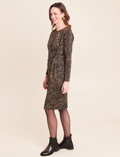 Robe ajust&eacute;e courte en maille col rond vert kaki femme