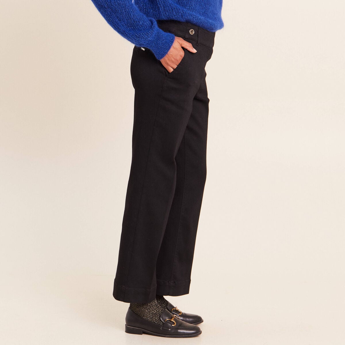 Jean large noir femme