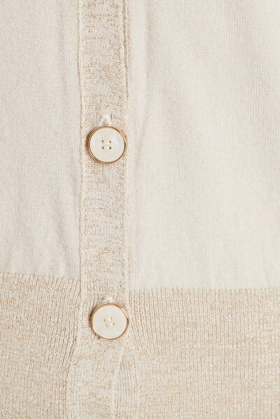 Gilet manches longues boutonné creme femme
