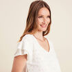 T-shirt cintré col V ecru femme