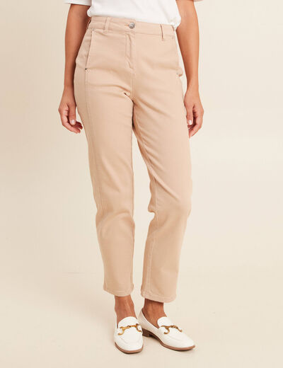 Pantalon boyfriend taille haute sable femme