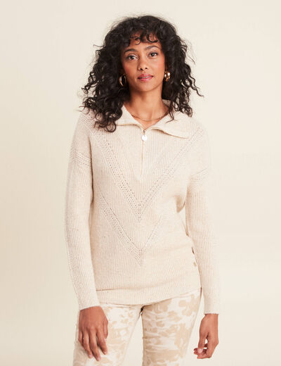 Pull manches longues couleur or femme