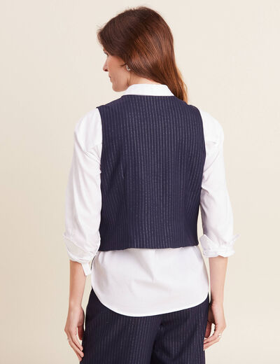 Gilet barman sans manches bleu fonc&eacute; femme