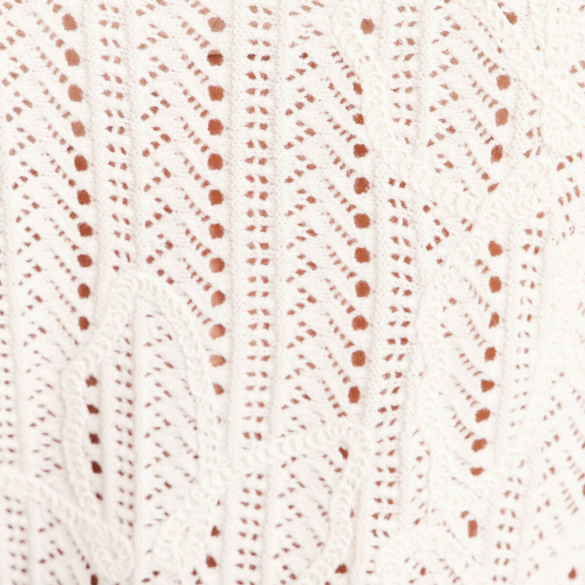 Pull ajour&eacute; col rond ecru femme