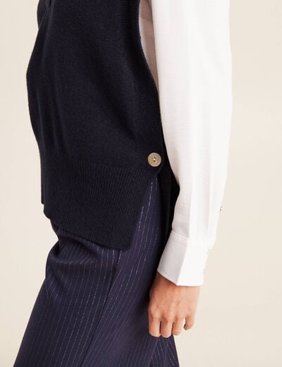 Pull sans manches bleu foncé femme