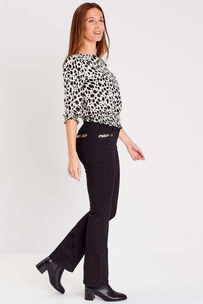 Pantalon bootcut avec sequins noir femme