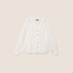Blouse ample col chemise manches longues ivoire femme