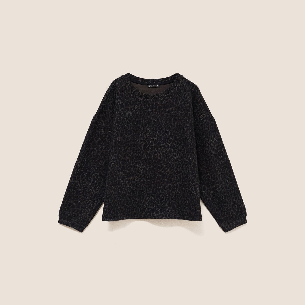 Pull col rond manches longues marron femme