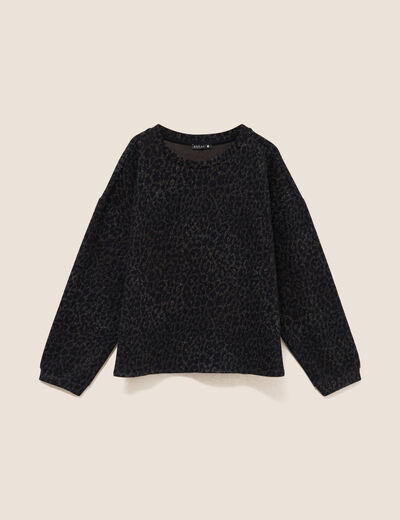 Pull col rond manches longues marron femme