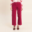 Pantalon large velours c&ocirc;tel&eacute; rouge fonc&eacute; femme