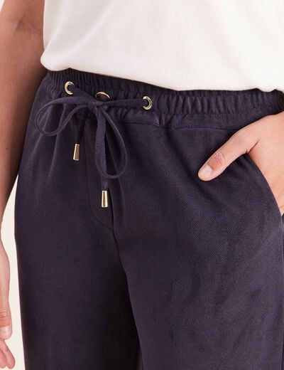 Jogging aspect daim bleu fonc&eacute; femme