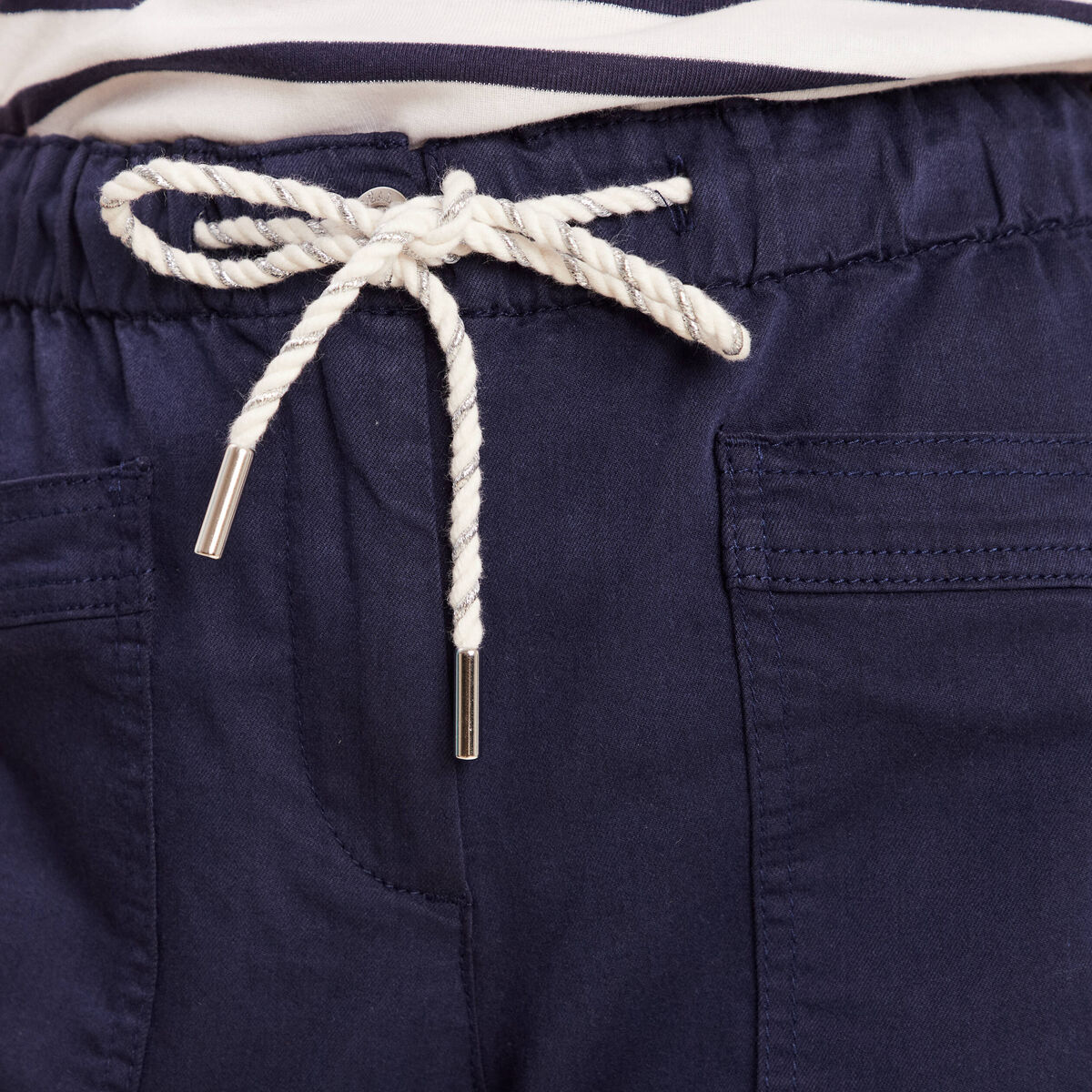 Pantalon coupe mom 7/8&egrave;me bleu marine femme