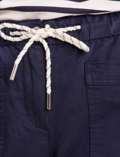 Pantalon coupe mom 7/8&egrave;me bleu marine femme