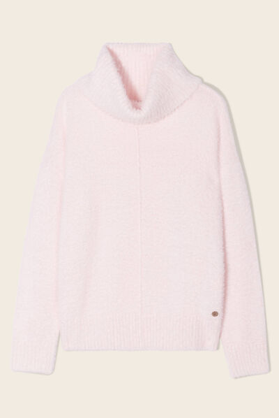 Pull manches longues rose clair femme