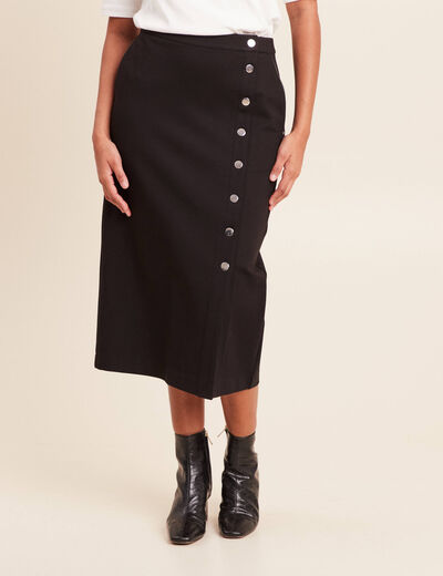 Jupe en maille doubl&eacute;e noir femme