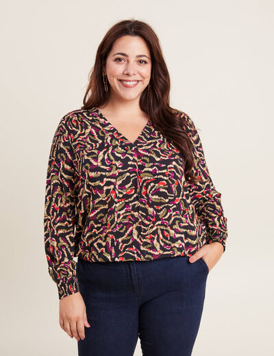 Blouse manches longues vert kaki femme