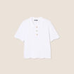 Pull manches courtes col polo blanc femme