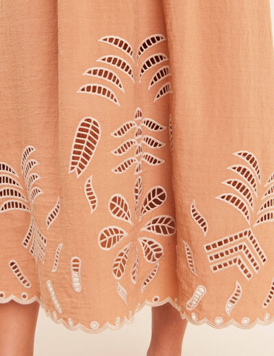 Jupe longue &eacute;vas&eacute;e beige femme