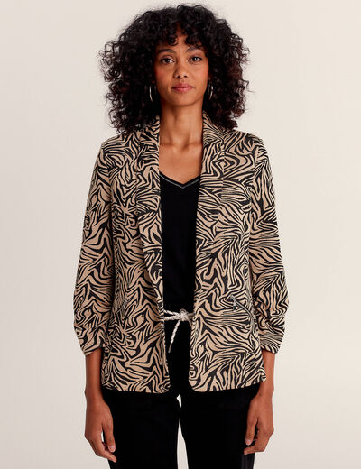 Veste droite manches 3/4 noir femme