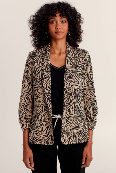 Veste droite manches 3/4 noir femme