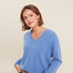 Pull en cachemire col v bleu violet femme