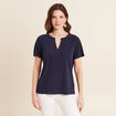 T-shirt manches courtes bleu marine femme