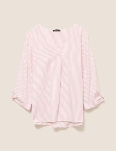 blouse fluide manches 3/4 rose femme