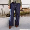 Pantalon coupe large taille haute fluide denim brut femme
