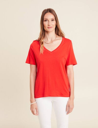 T-shirt manches courtes rouge femme