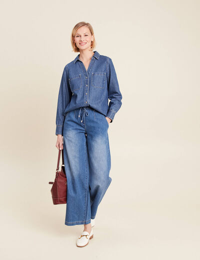 Jean large avec cordon denim double stone femme
