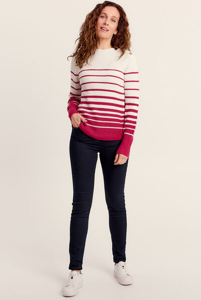 Pull manches longues rose framboise femme