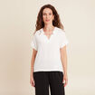 Blouse fluide manches courtes ecru femme