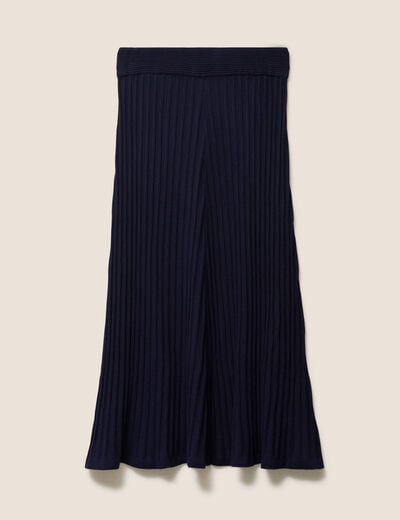 Jupe en maille bleu marine femme