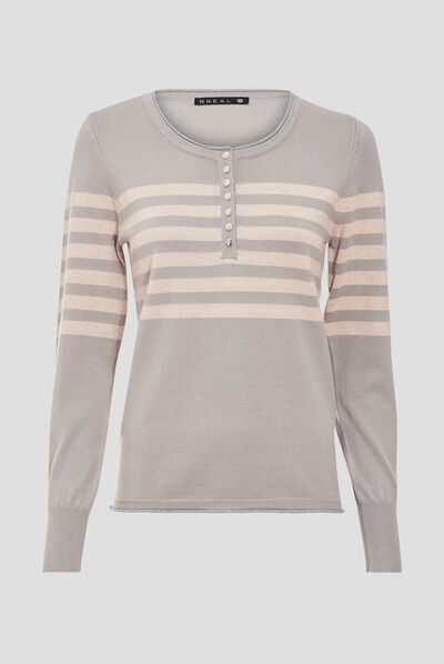 Pull avec col tunisien vert clair femme