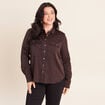Chemise manches longues marron femme