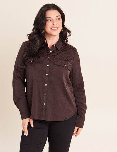 Chemise manches longues marron femme