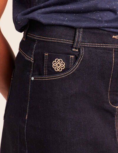 Jupe courte trap&egrave;ze en jean denim brut femme
