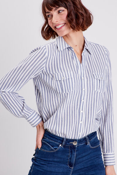 Chemise manches longues ecru femme